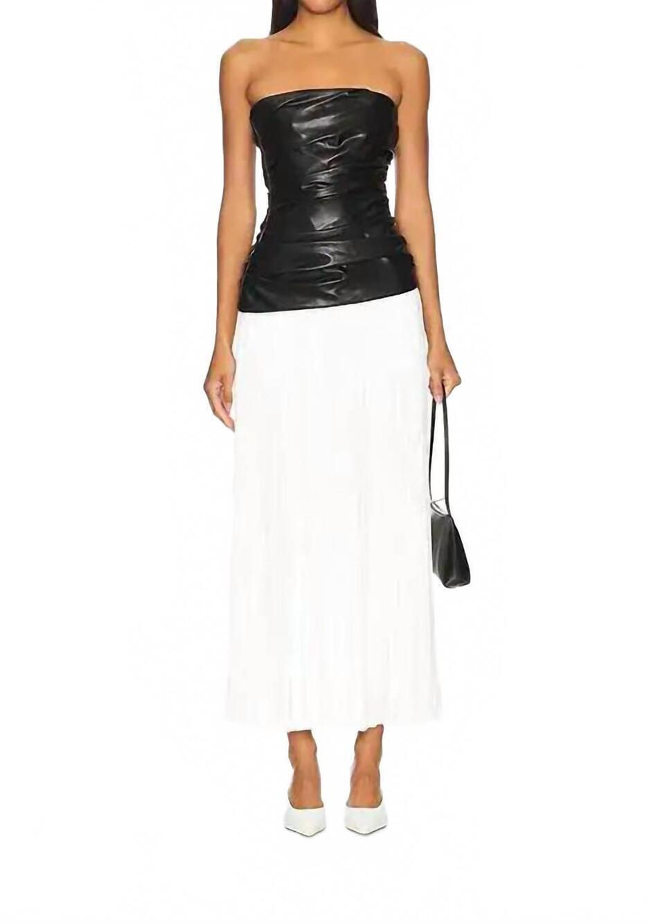 NEW JONATHAN SIMKHAI arie faux leather bustier midi dress in black multi